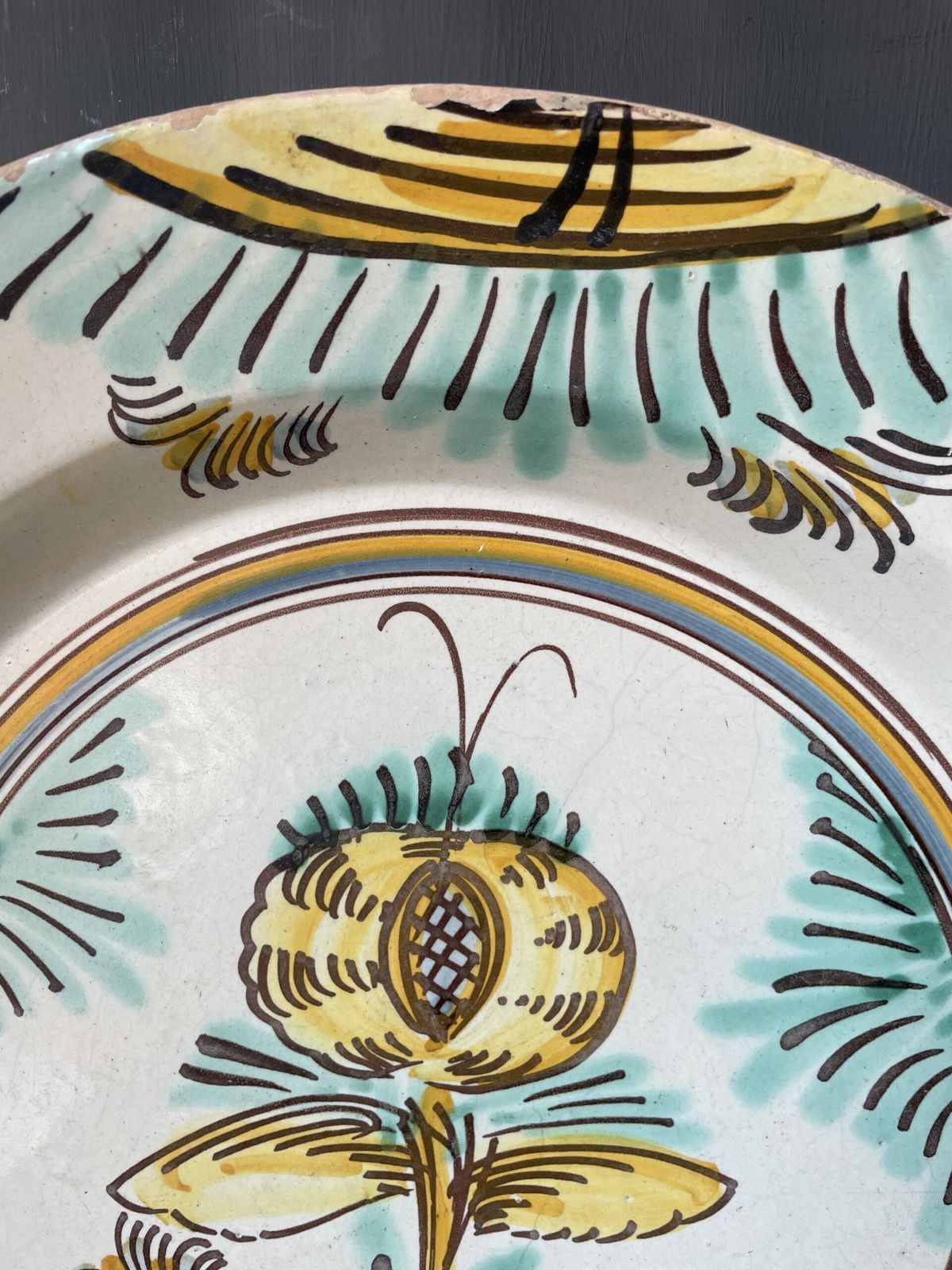 Large Italian Platter From The Naples Area,(Circa 1880) Decorated With Stylised Flowers And Foliage photo for sale