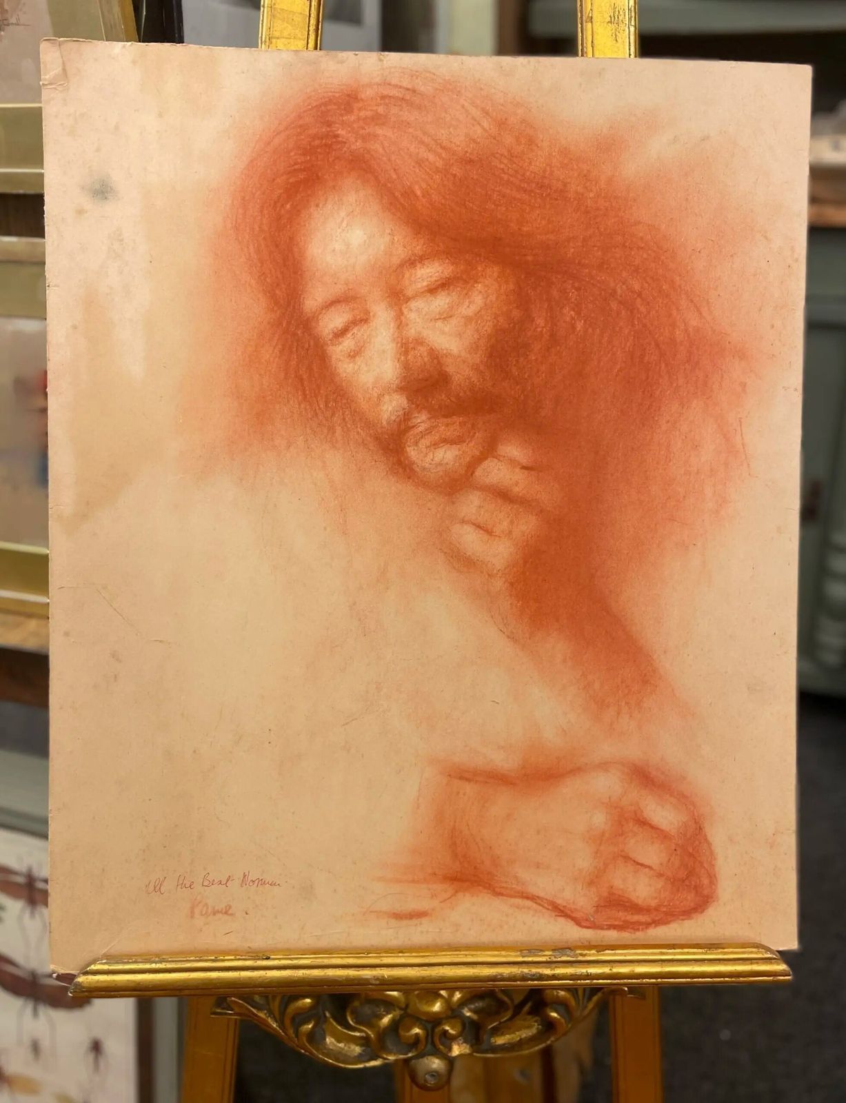 Double Portrait Of A Male Head In Pastel, By Ken Paine Ps Spf (1926  2020)