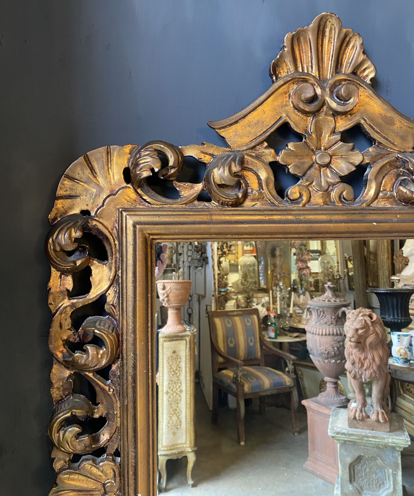 Gilded Rococo Mirror, Italian, Gilt On Carved Wood. (Circa 1930) photo furniture