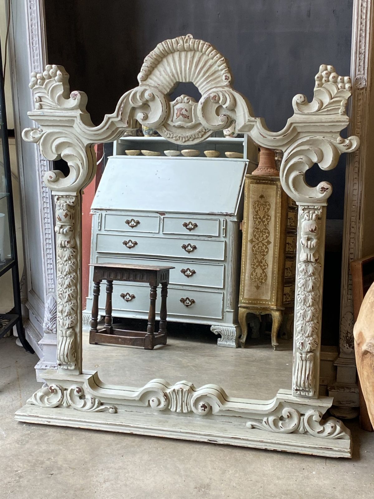 Painted Gothic Italian Mirror. ( Circa 1940) photo Home Decor
