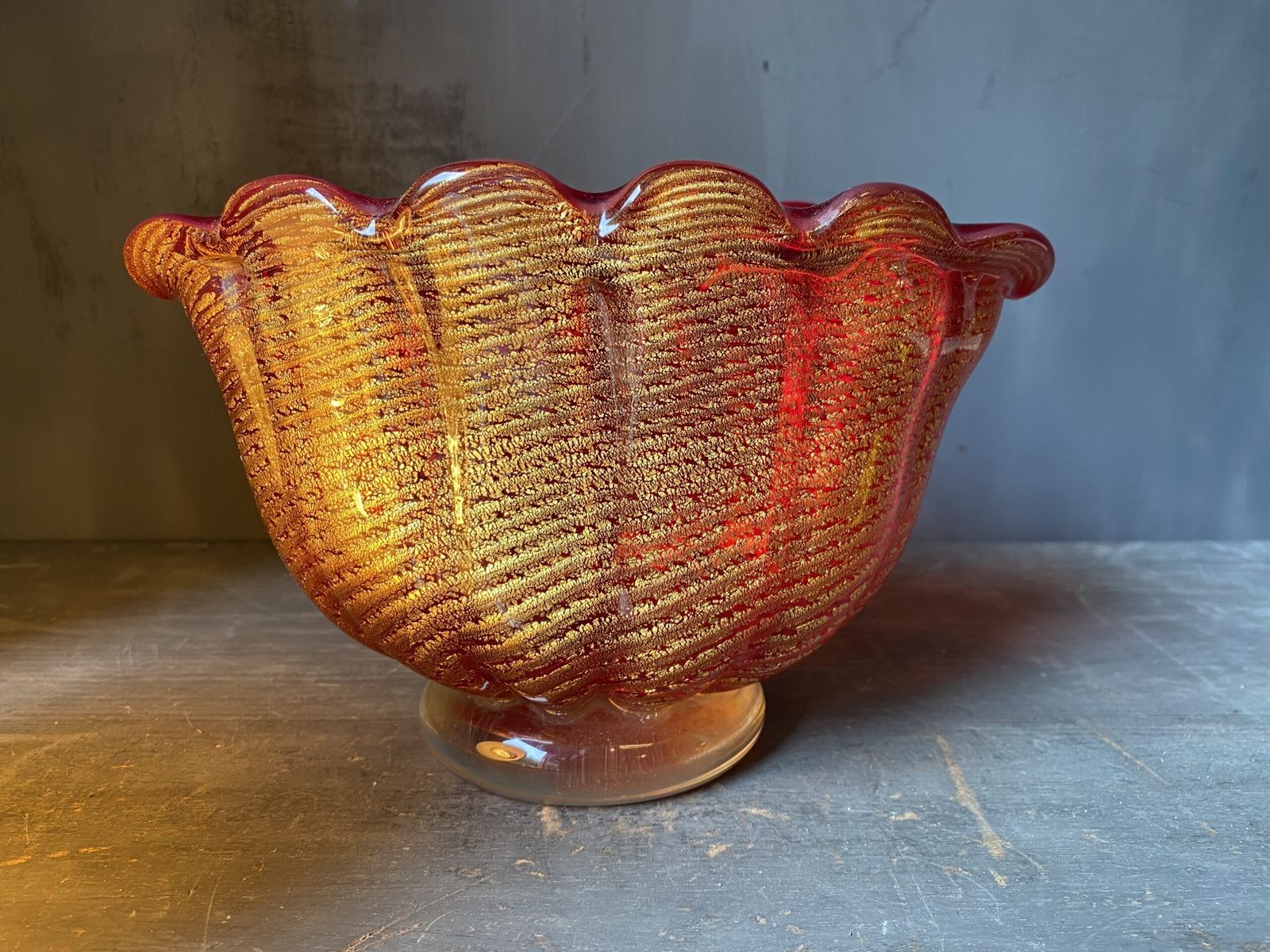 Murano Art Glass With Rope Design, By Barovier And Toso. photo for sale