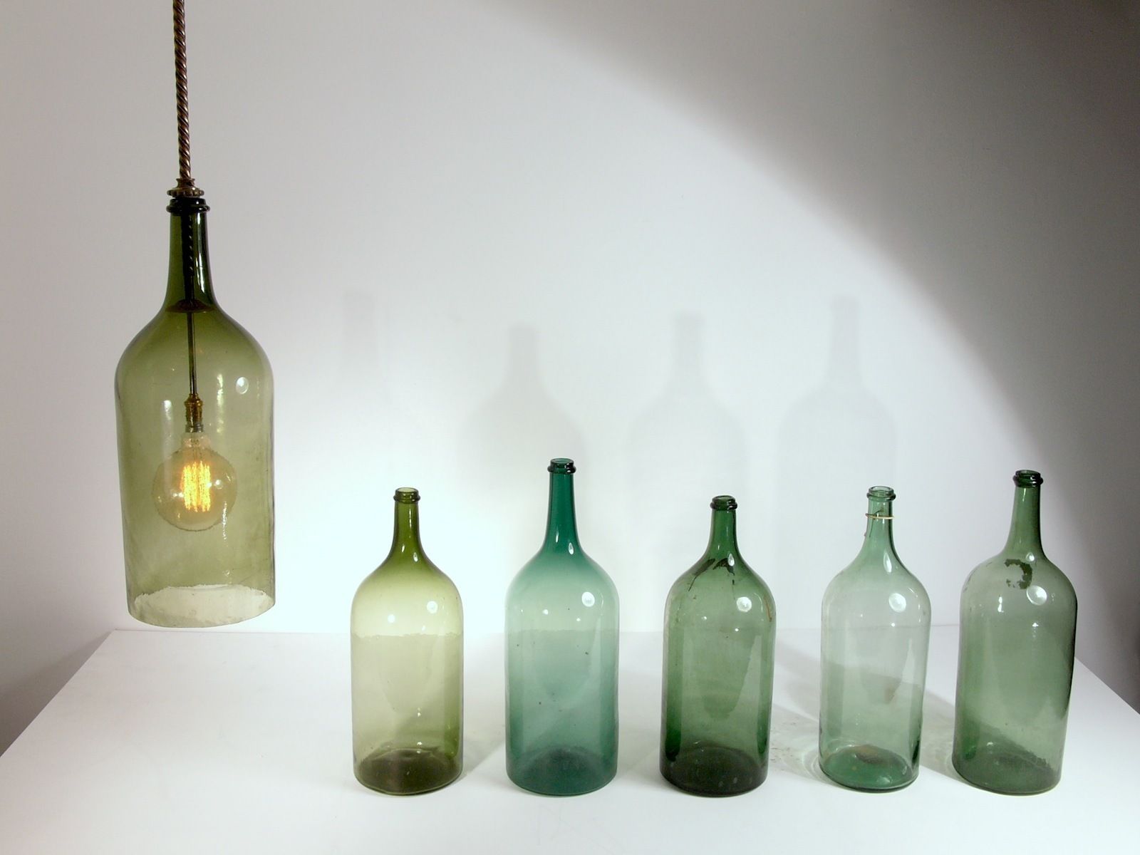 Antique Italian Glass Damigiana (Demi Johns) And Bottles