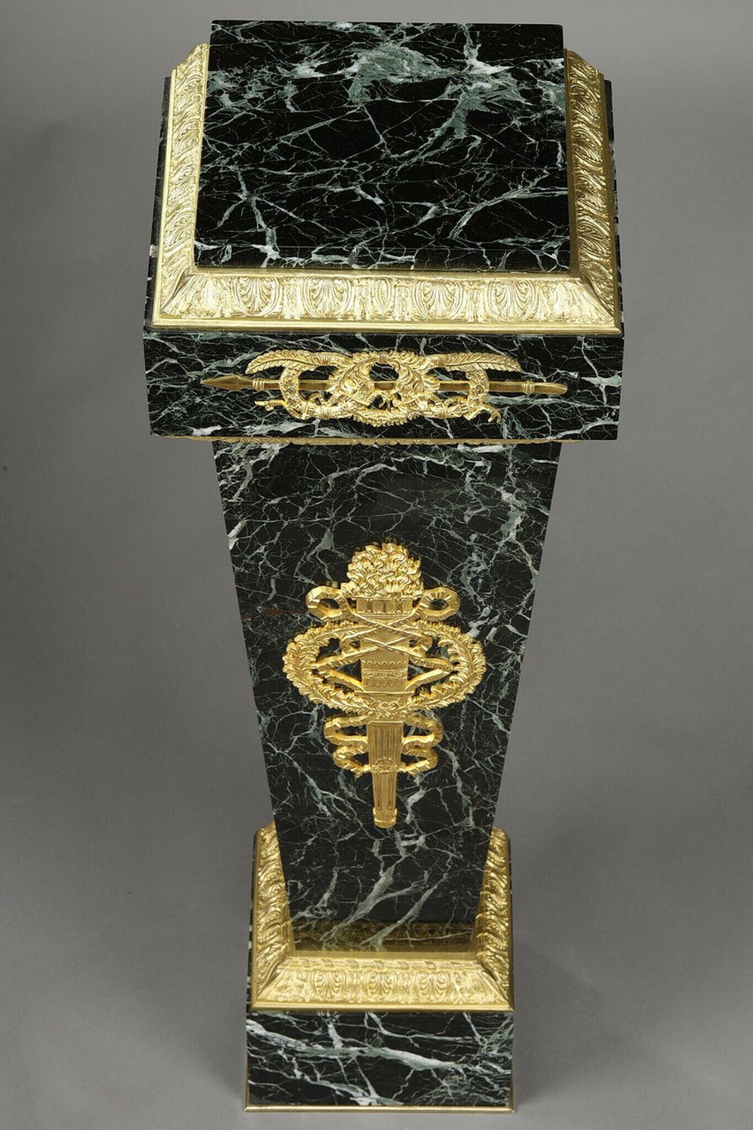 Column In Green Marble Veneer And Gilt Bronze Decoration, Empire Style photo 5006.0