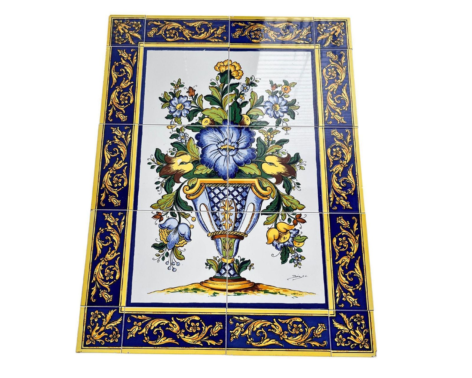 Majolica Handpainted Ceramic Tiles | Fruit Flower Decor | Kitchen Backsplash | 50s photo Home Fixtures