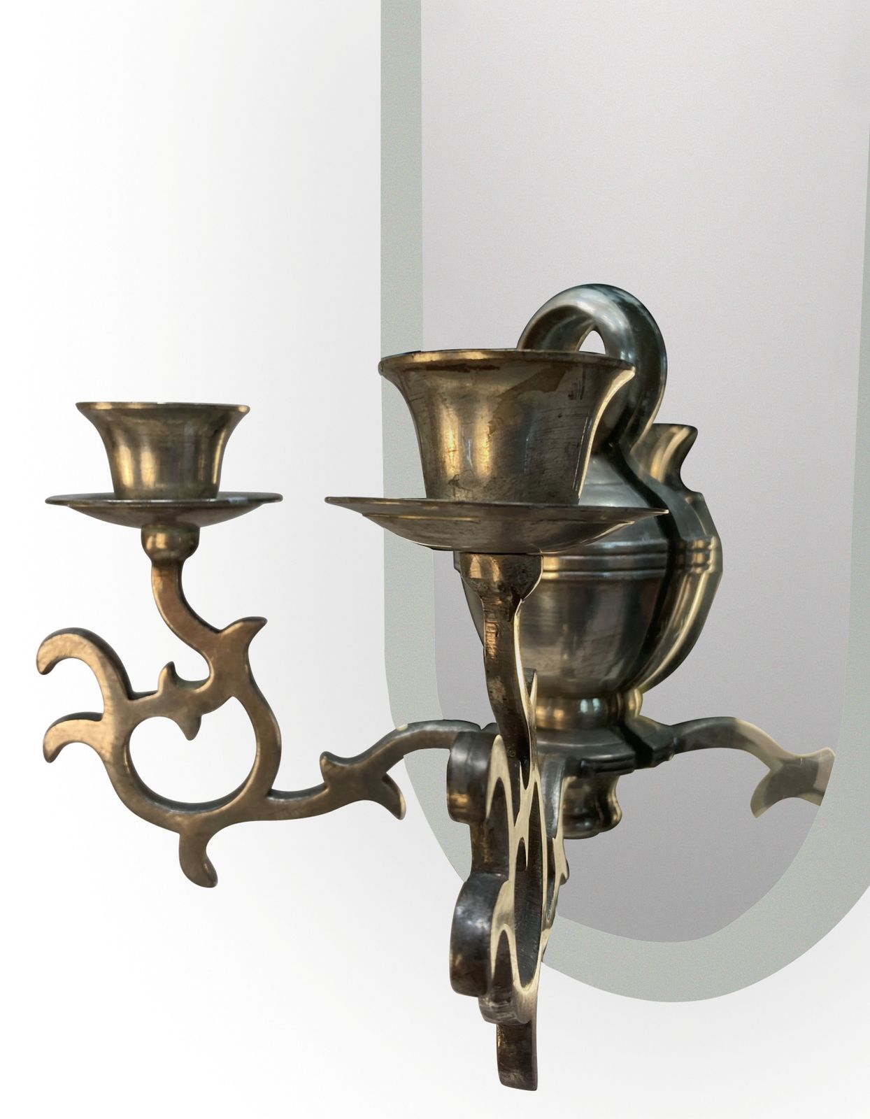A Pair Of French Silver Plated Mirror Back Girandole photo Home Decor