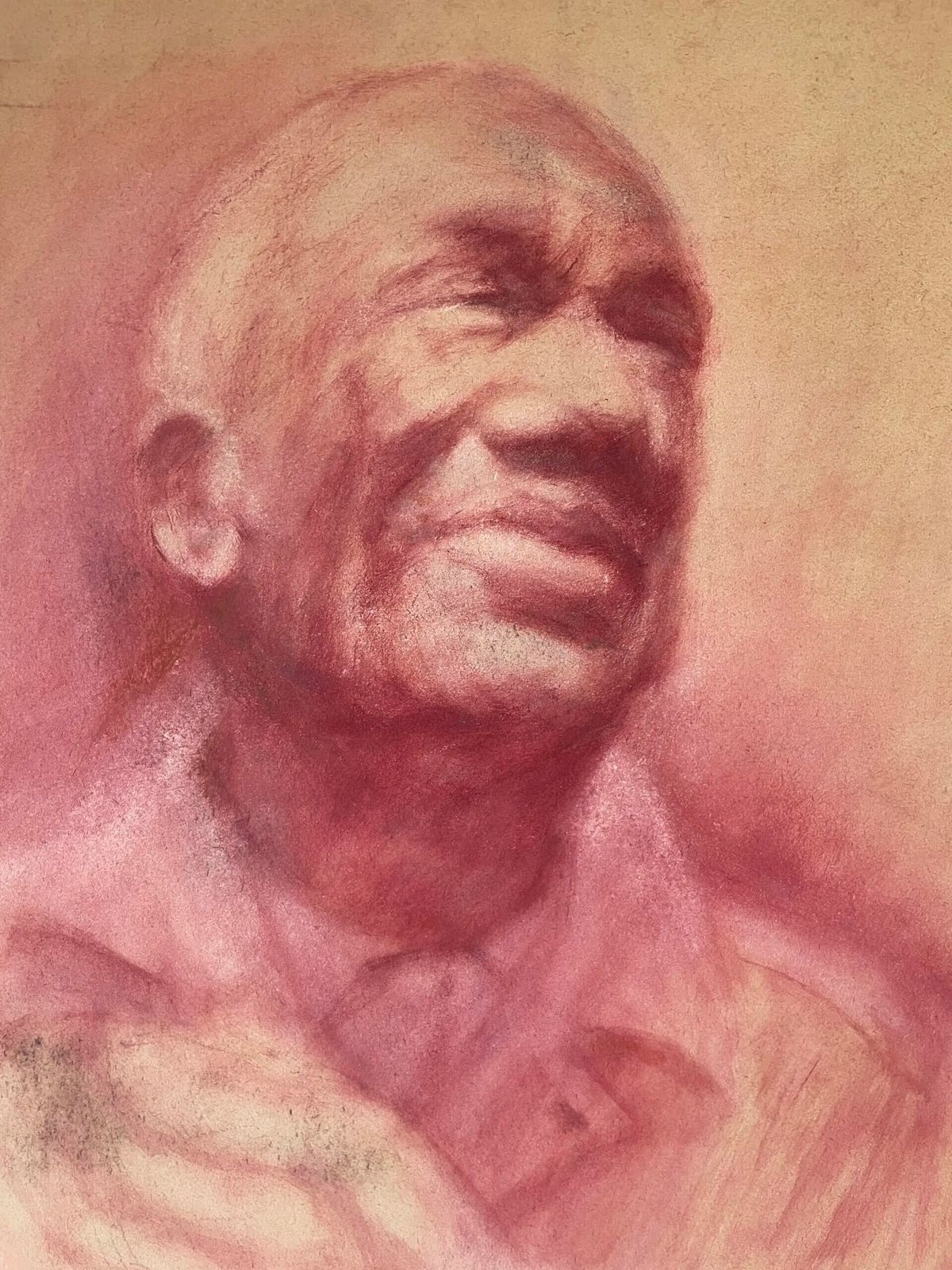 Double Portrait Of A Male Head In Pastel, By Ken Paine Ps Spf (1926  2020) photo Art