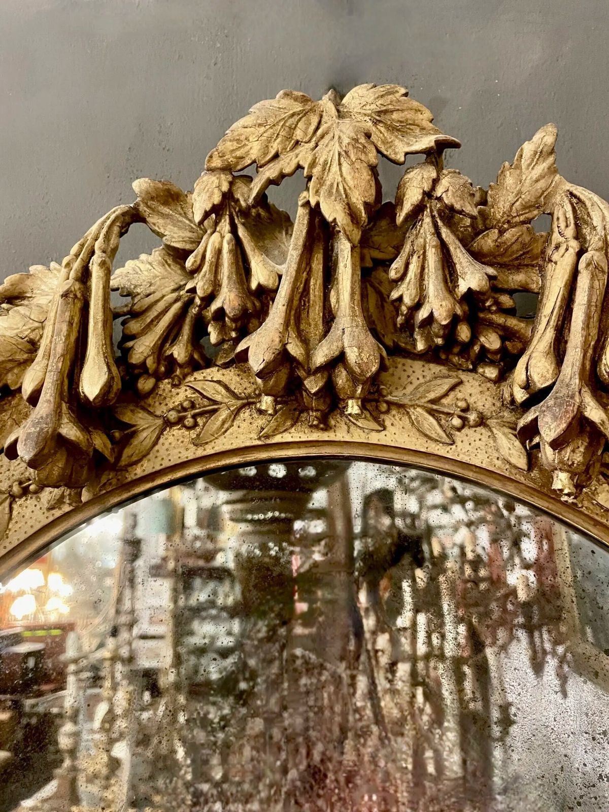 Early 19th Century Carved Wood, Water Gilded Mirror. photo for sale