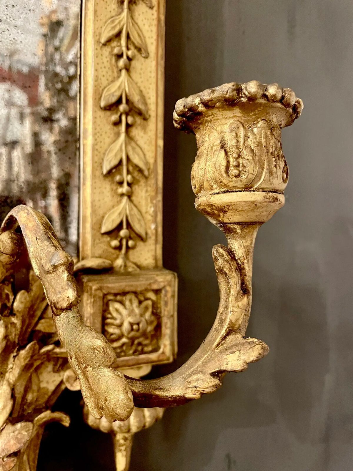 Early 19th Century Carved Wood, Water Gilded Mirror. photo Home Decor