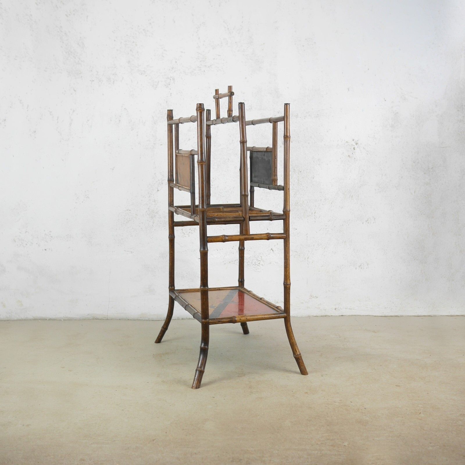 Aesthetic Movement Hand Painted Bamboo Magazine Rack Stand Antique #102827 photo vinterior
