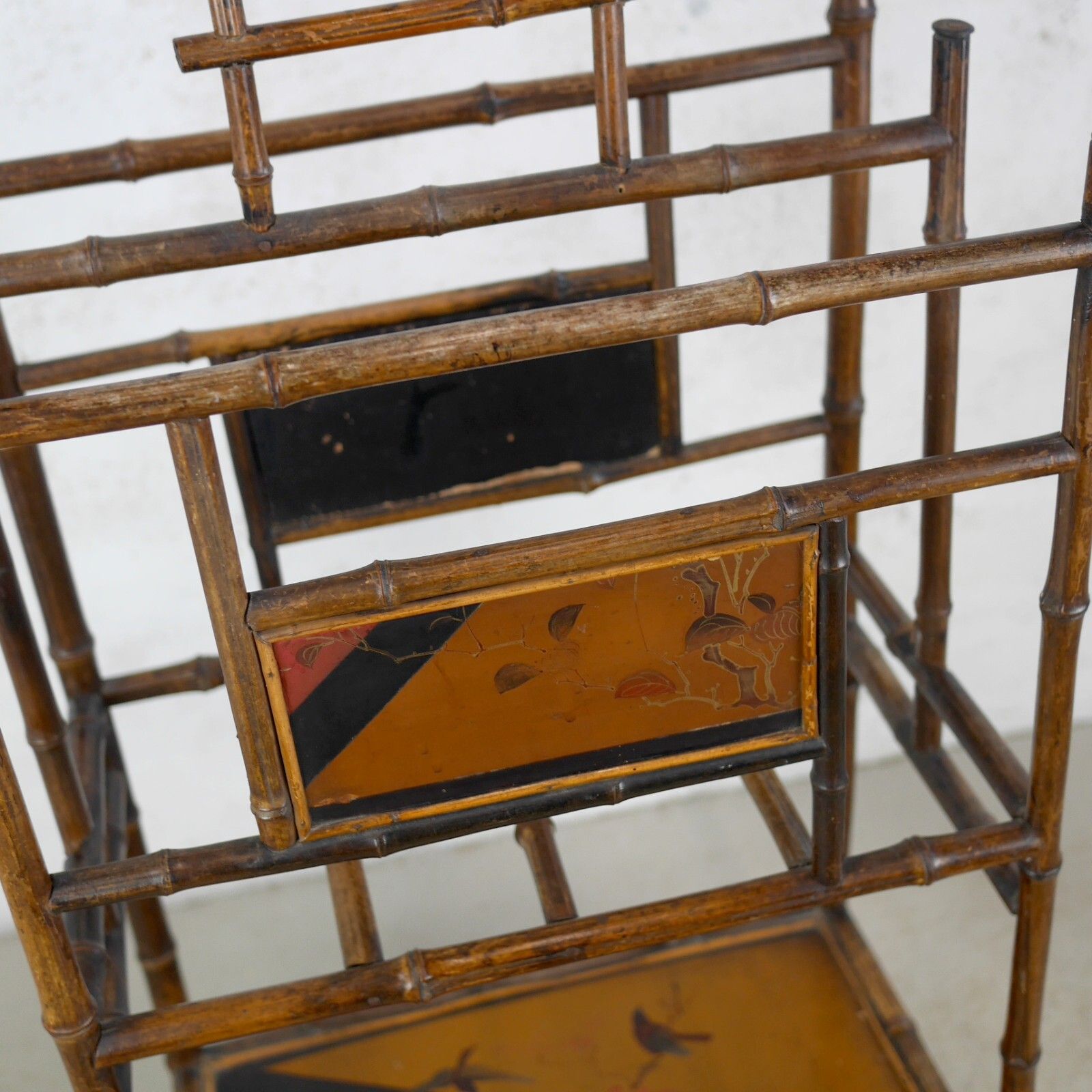 Aesthetic Movement Hand Painted Bamboo Magazine Rack Stand Antique #102827 photo buy