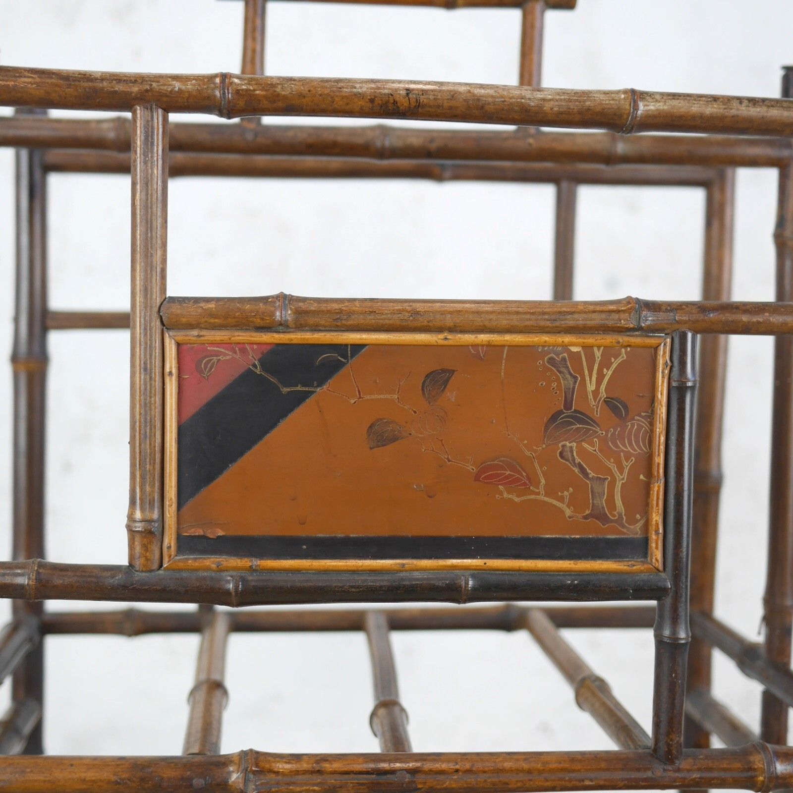 Aesthetic Movement Hand Painted Bamboo Magazine Rack Stand Antique #102827 photo vintage