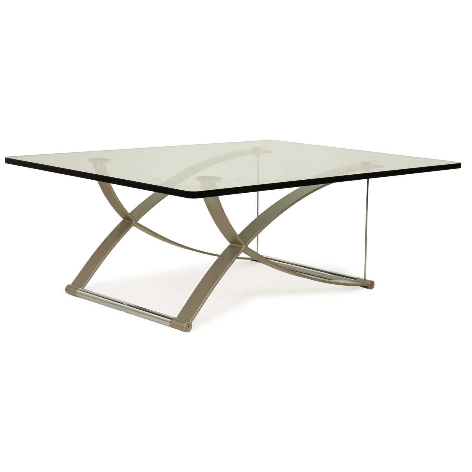 Table basse Rolf Benz 1150 en verre, argentée