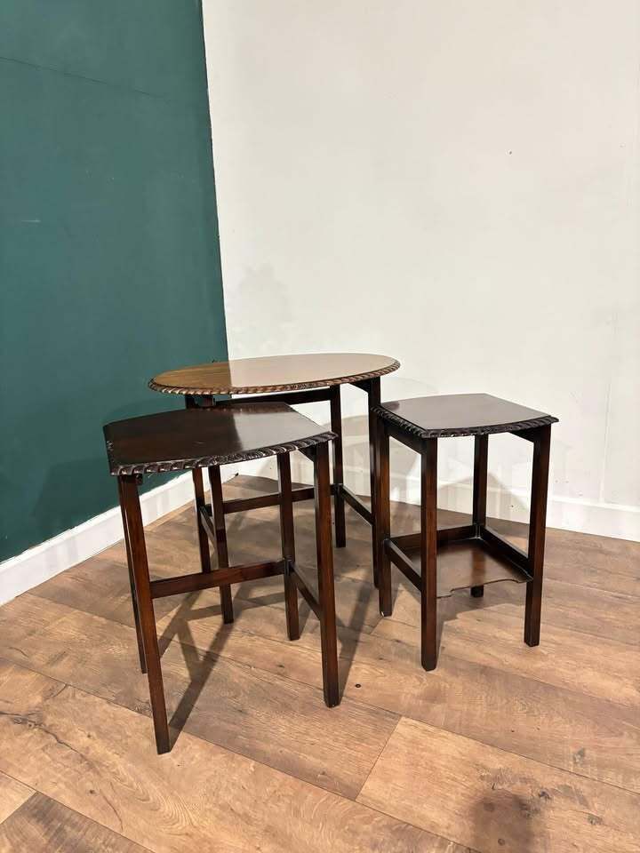Furniture Mid Century Mahogany Nest Of Tables photo