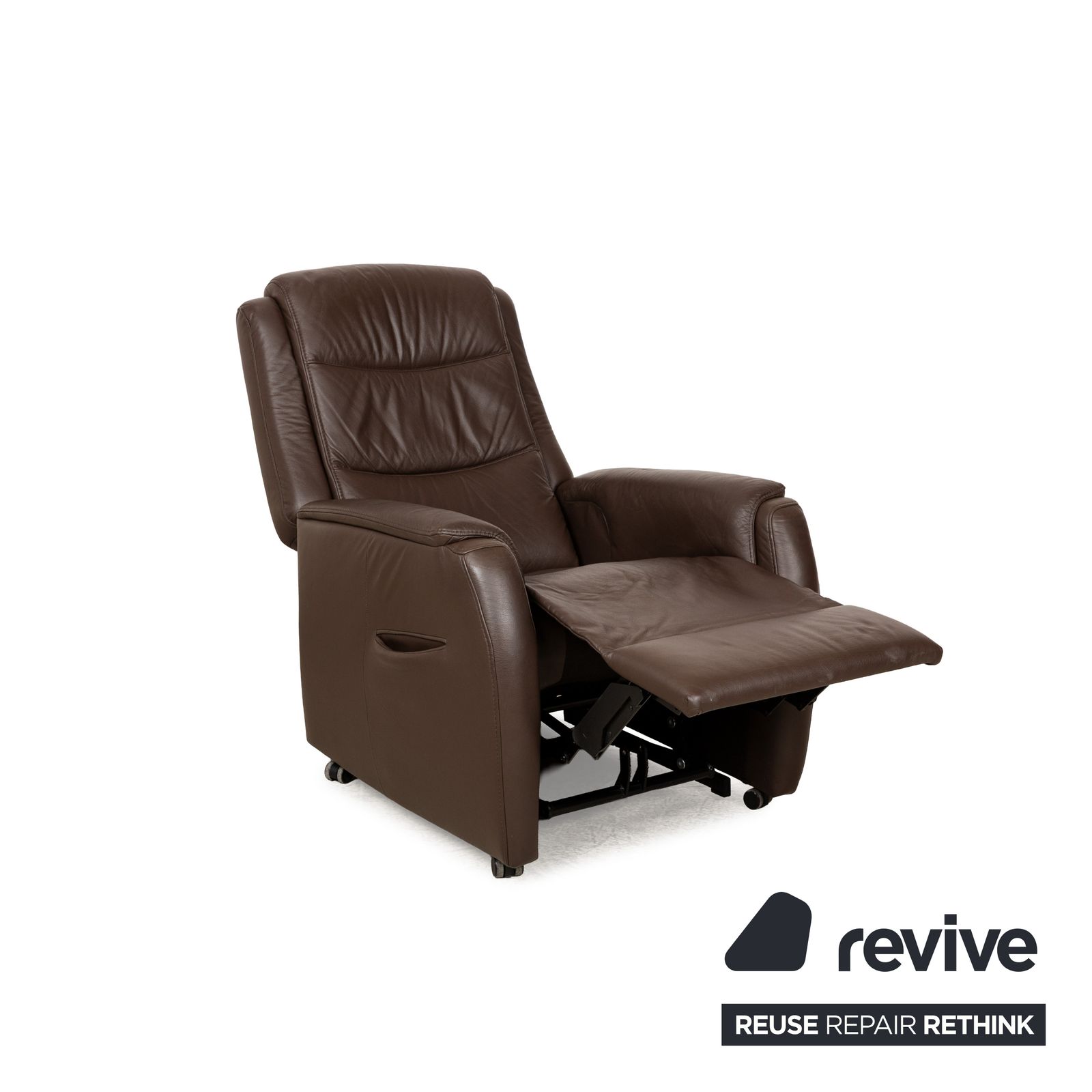 Fauteuil Hukla en cuir brun, fonction relaxation manuelle photo Mobilier