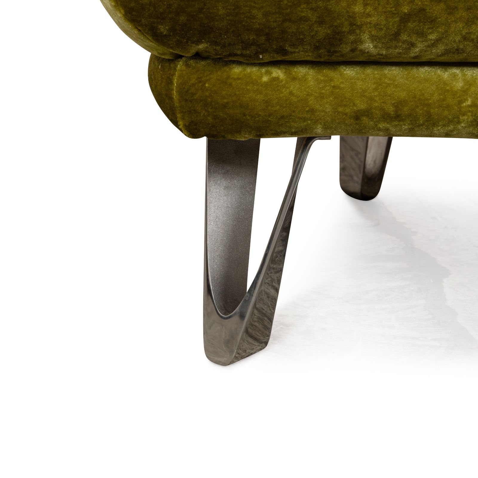 Bretz Croissant Fabric Three Seater Green Velvet Sofa photo Furniture