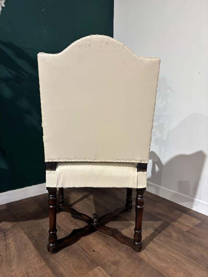 Leather Upholstered Side Armchair photo vintage