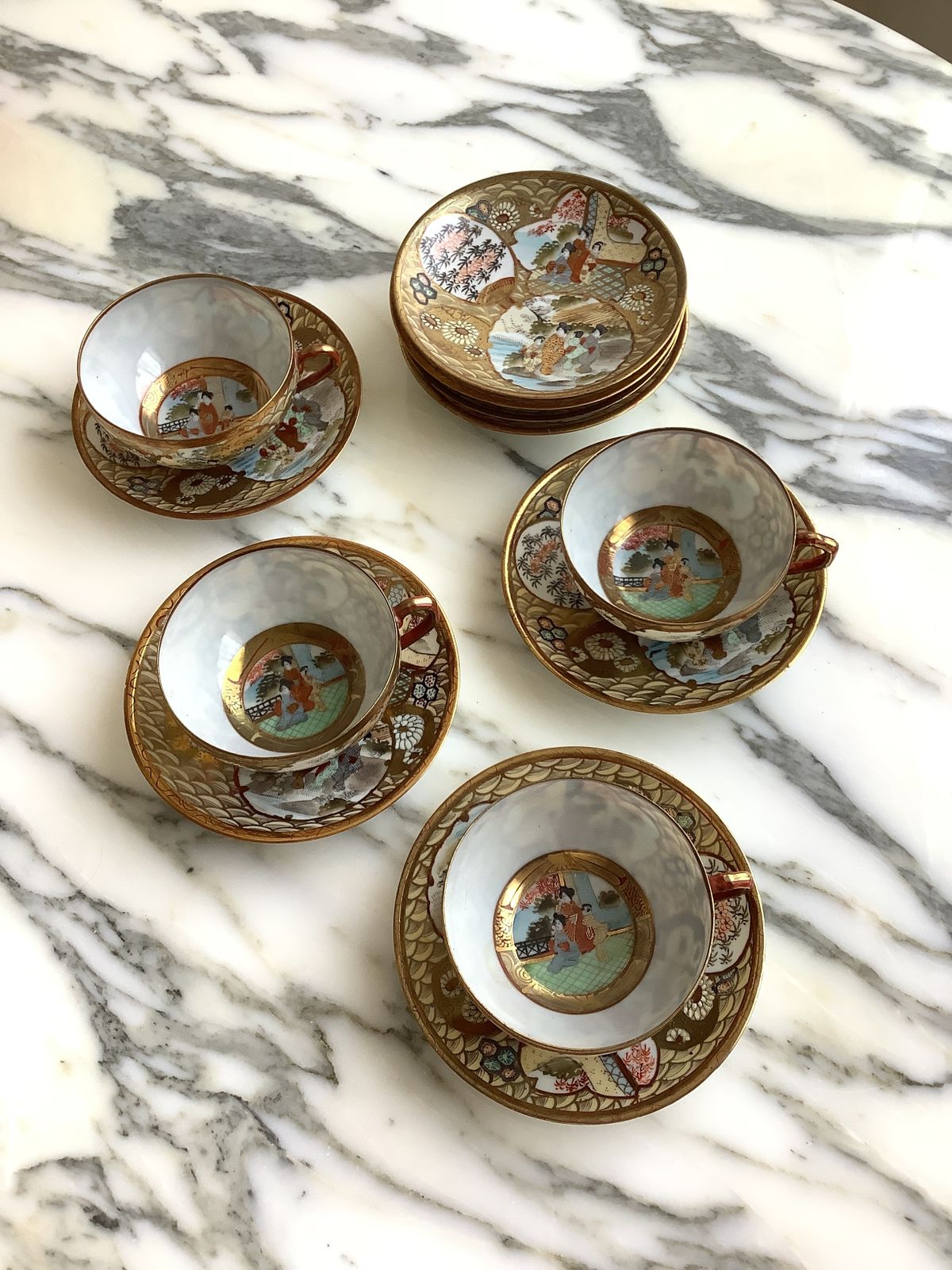 Beautiful Japanese Eggshell Porcelain Tea Set photo for sale