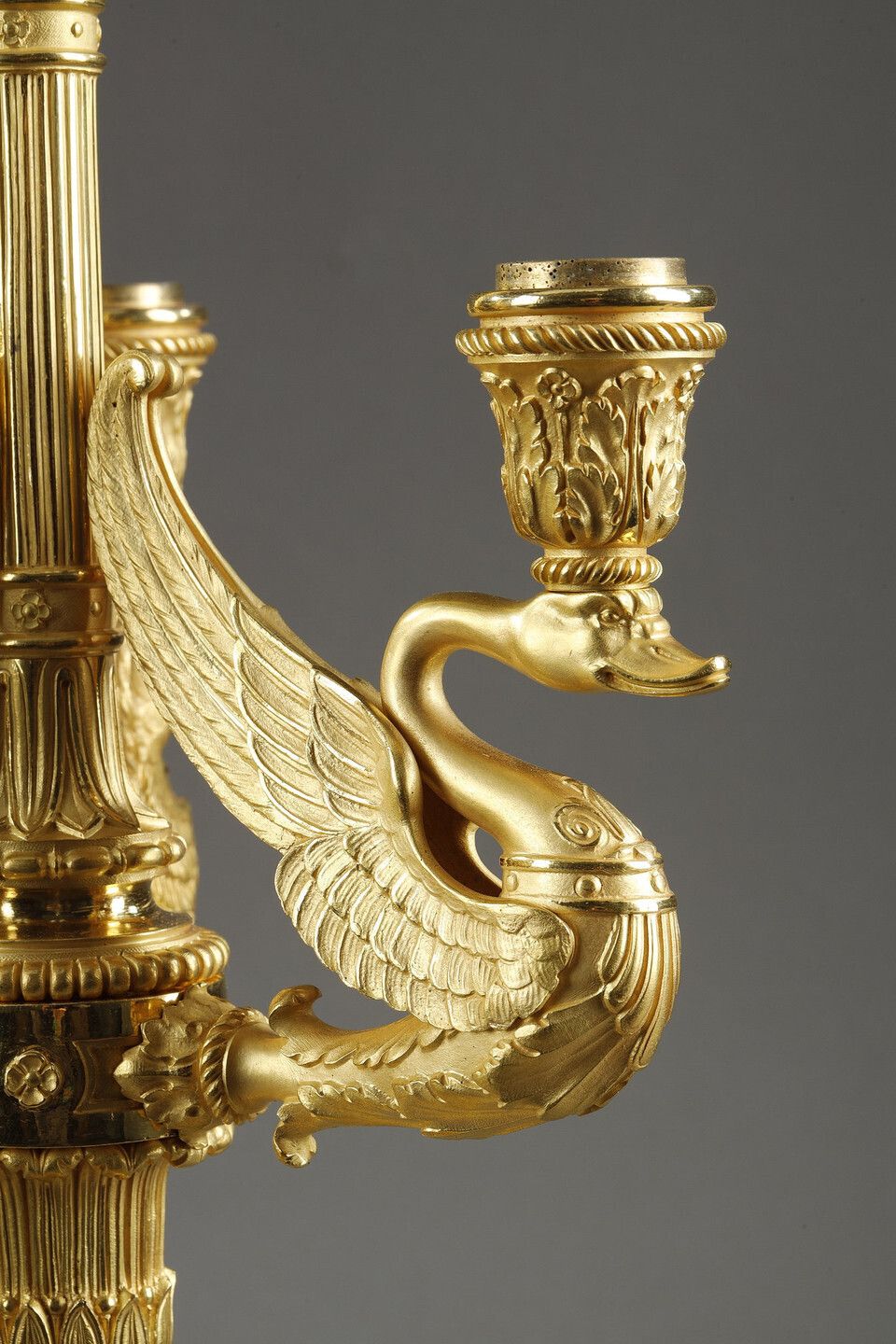 Home Decor Pair Of Three Light Torches In Chased And Gilded Bronze, Signed Barbedienne photo
