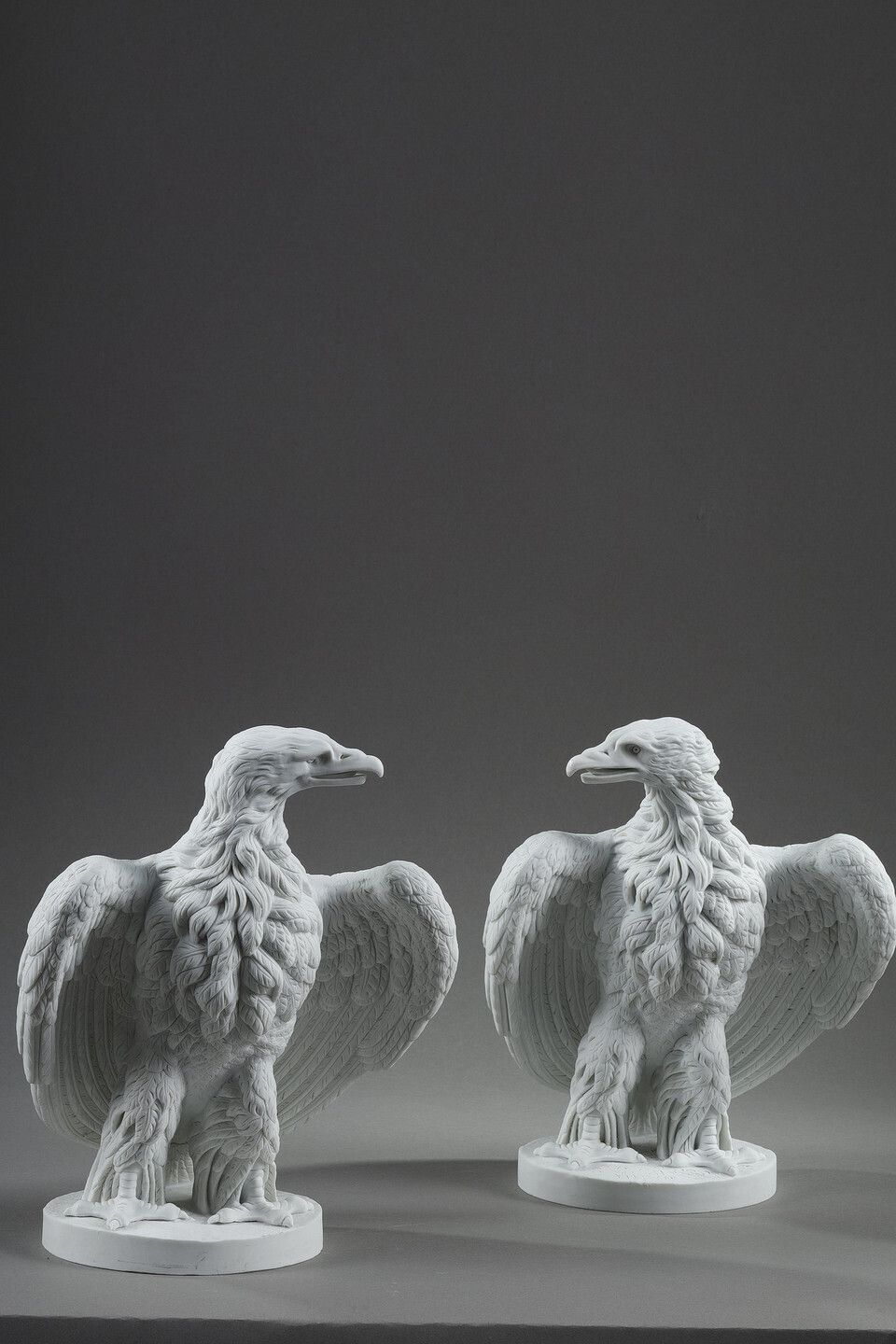 Pair Biscuit Sculptures Of Napoleon III Eagles photo furniture