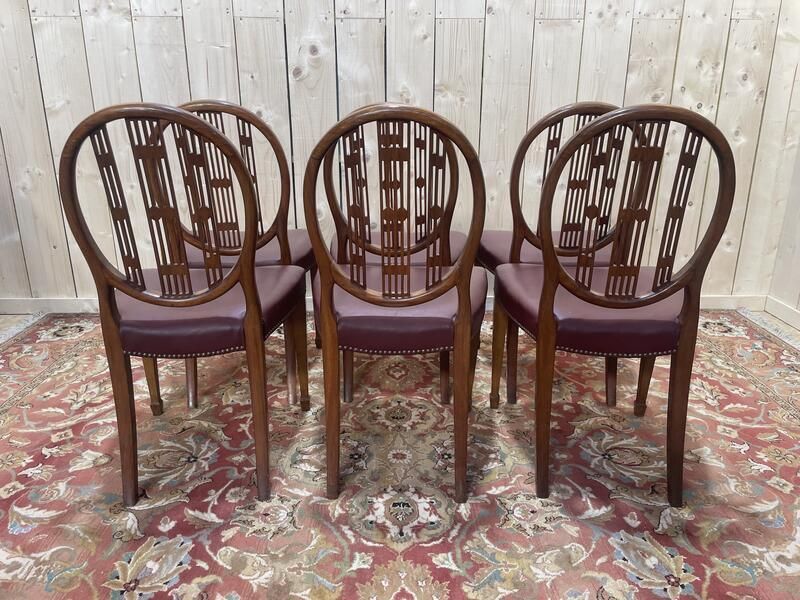 Suite De 6 Chaises De Style Louis XVI Bordeaux photo Furniture