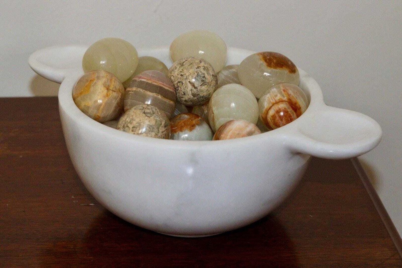 Gabriella – White Natural Marble Bowl With Handles  | L 32cm W 20cm H 10cm