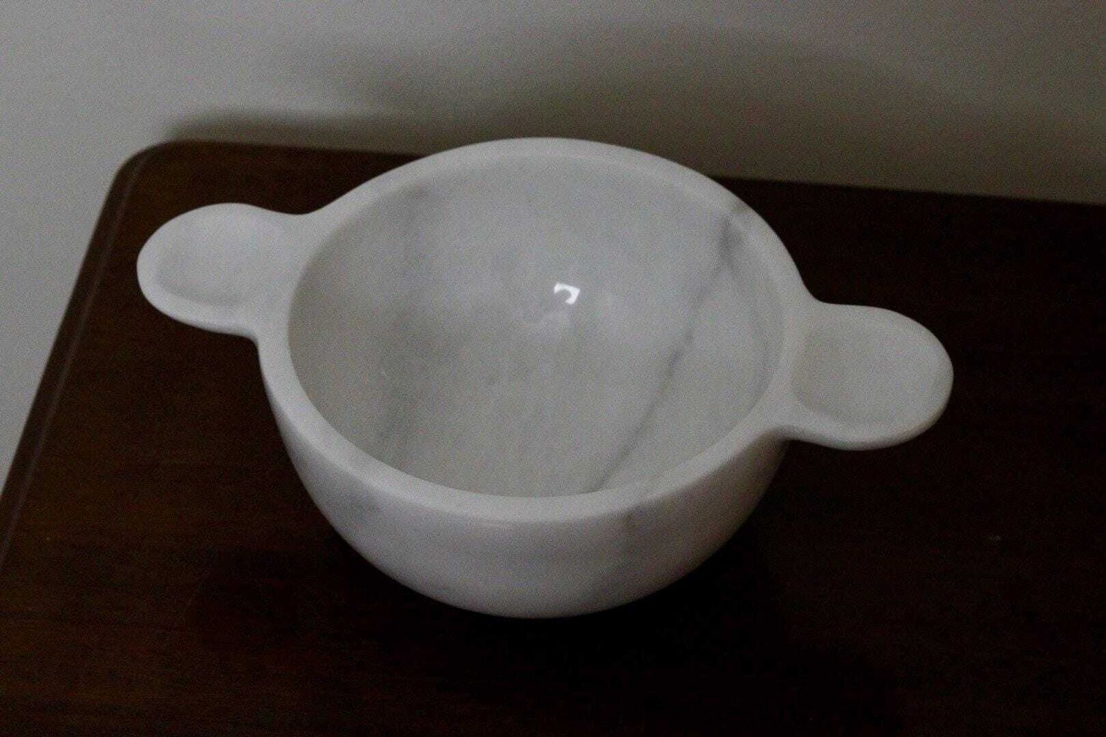 photo furniture Gabriella – White Natural Marble Bowl With Handles  | L 32cm W 20cm H 10cm