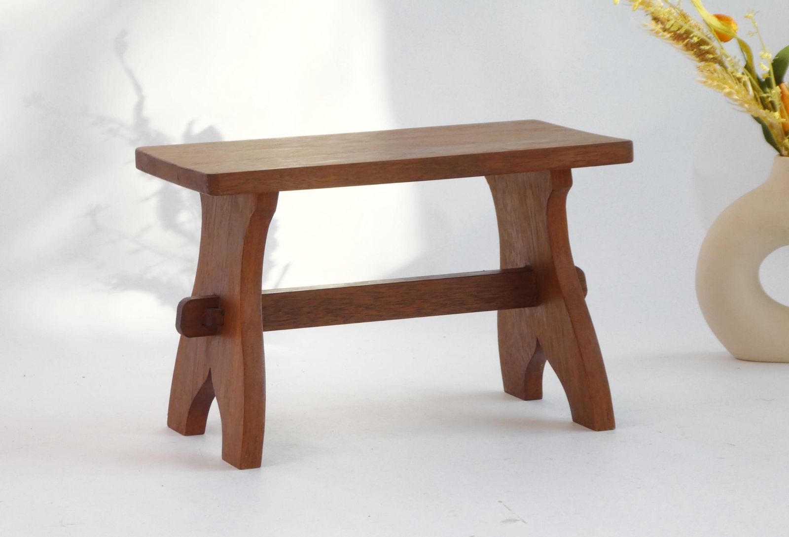 Antique Wooden Small Stool, Wooden Plant Stand, Farmhouse Decor, French Side Table, Bench photo Home Decor