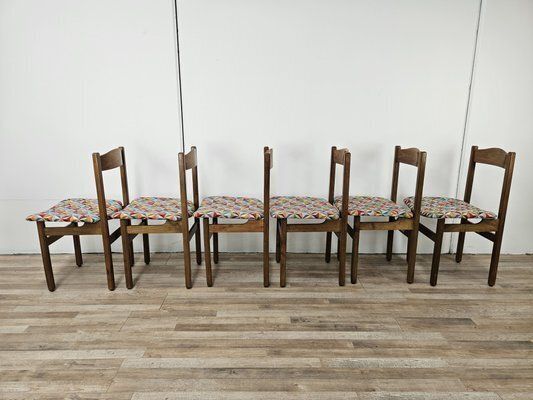 Vintage Beech Dining Room Chairs With Geometric Seats, 1950s, Set Of 6 photo 1586.0