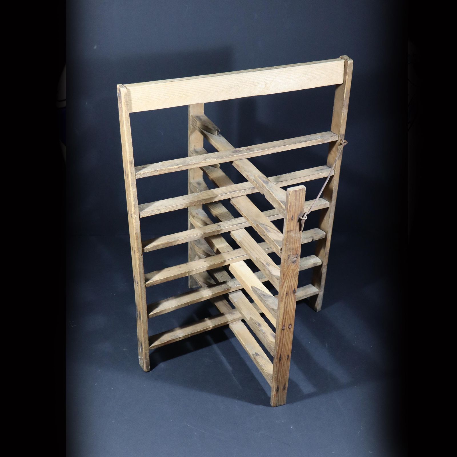 French Wooden Pie Rack Antique Tart Cooling Rack, Wood Plate Stand Bakery Decor photo furniture