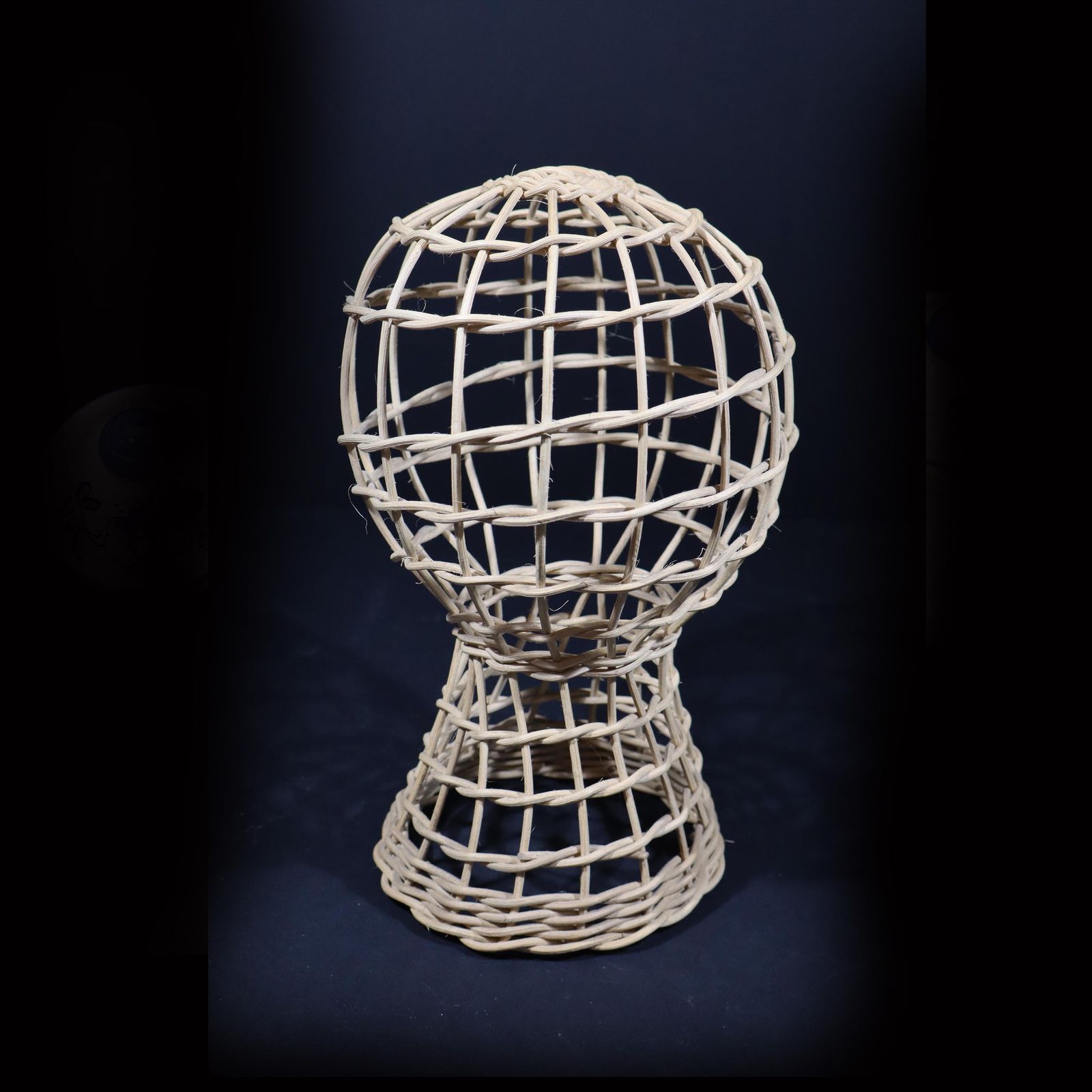 Mid Century French Hat Stand Wire Rattan Mannequin Head Hat Wig Display, Wicker Home Decor photo furniture