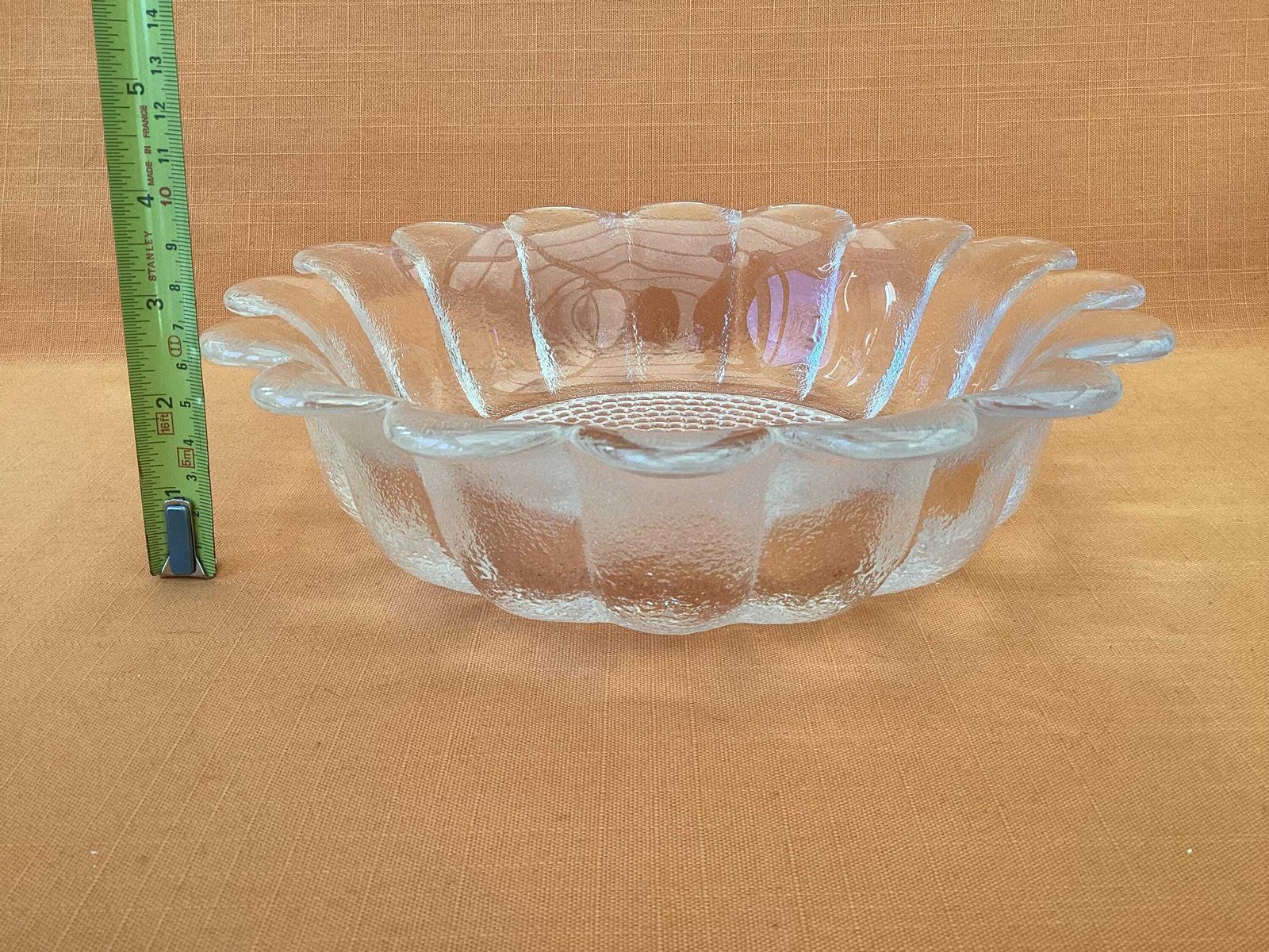 photo for sale Dartington Daisy Shallow Fruit Bowl 10.25” Diameter In Original Box, Frank Thrower Design, Dartington Crystal, Large Dartington Daisy Bowl