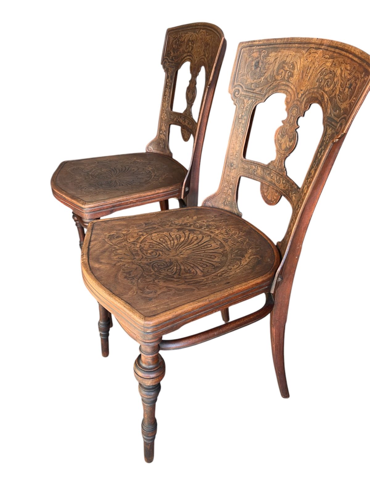 Furniture J&J Kohn Of Austria Victorian Rare  Set Of 2 Matching Chairs photo