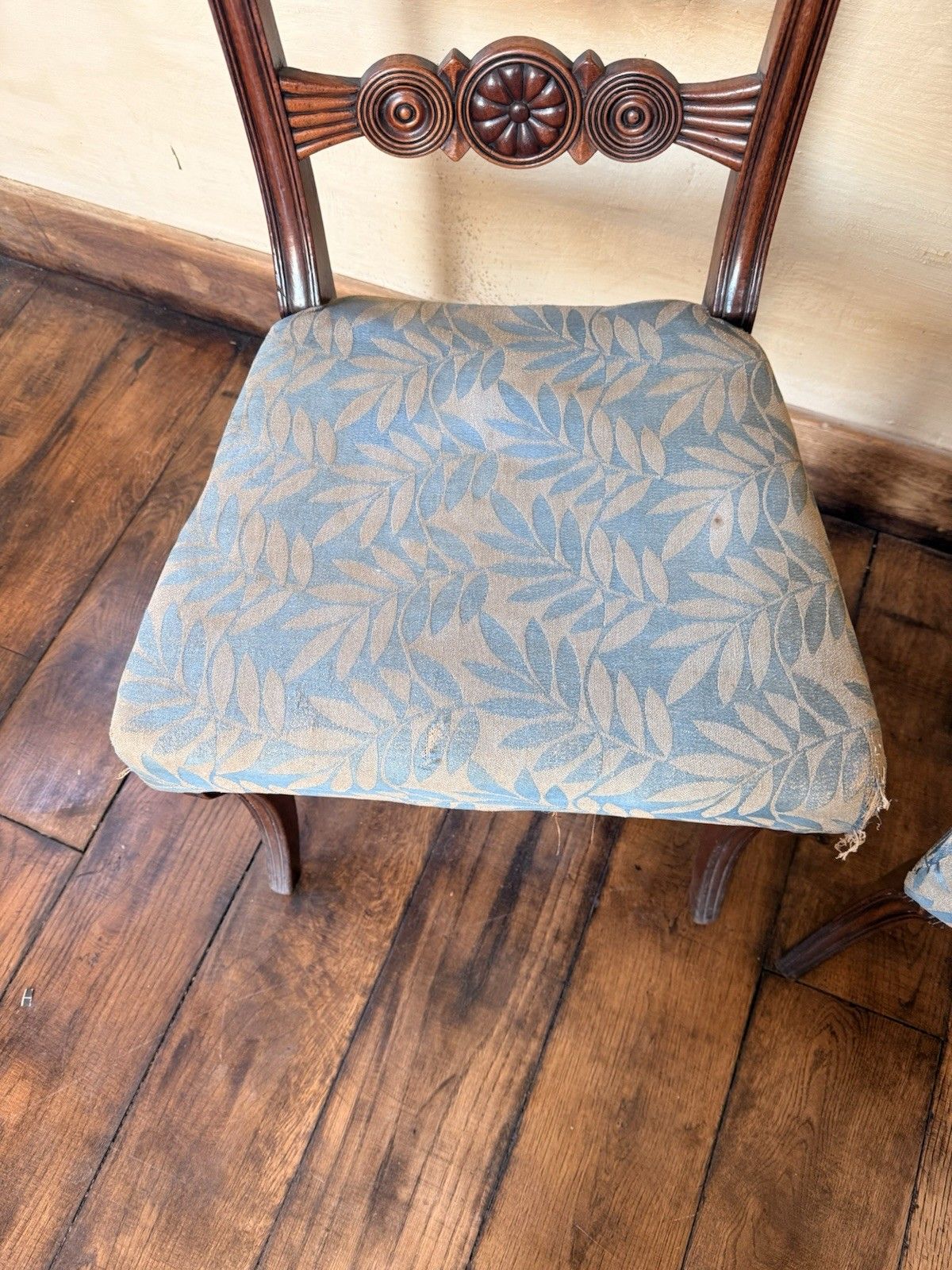 Fine Quality Pair Of Antique Rosewood Regency Chairs In Need Of Reupholstering photo buy