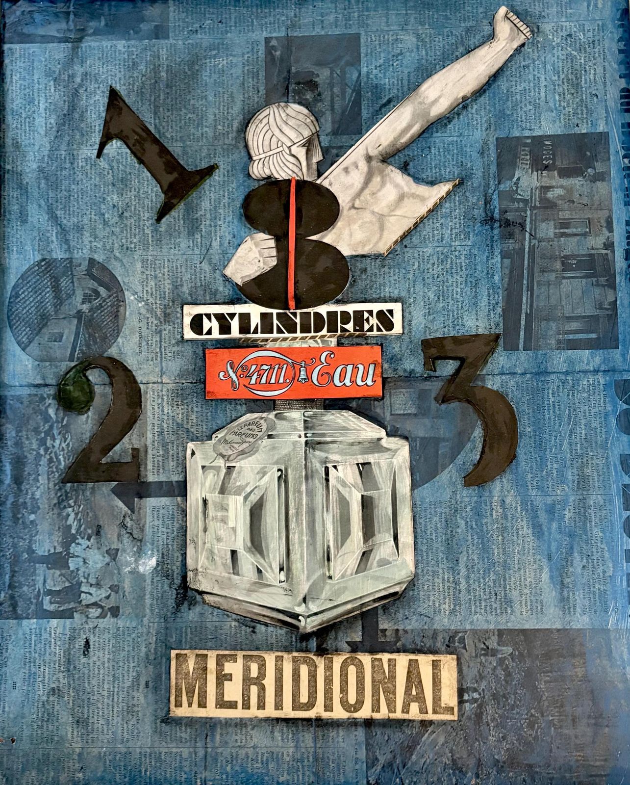 1930s French Mixed Media/Gouache/Collage On Panel Dadaism Dada Industrial Composition Modernist Modernism Avant Garde Cubism Cubist photo Art