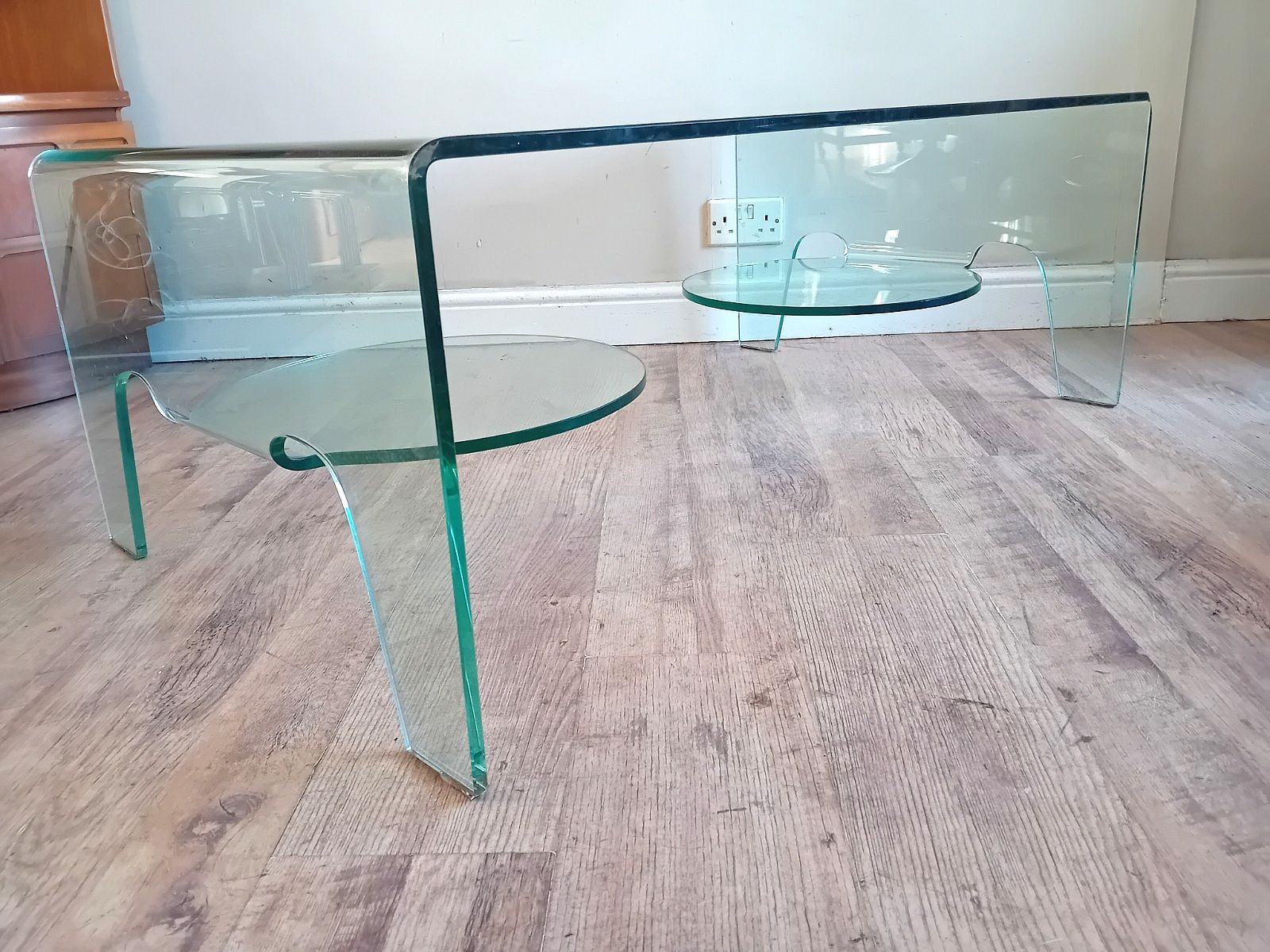 Beautiful Italian  Modernist Tempered Glass Folded Drinks / Coffee Table photo 440.0