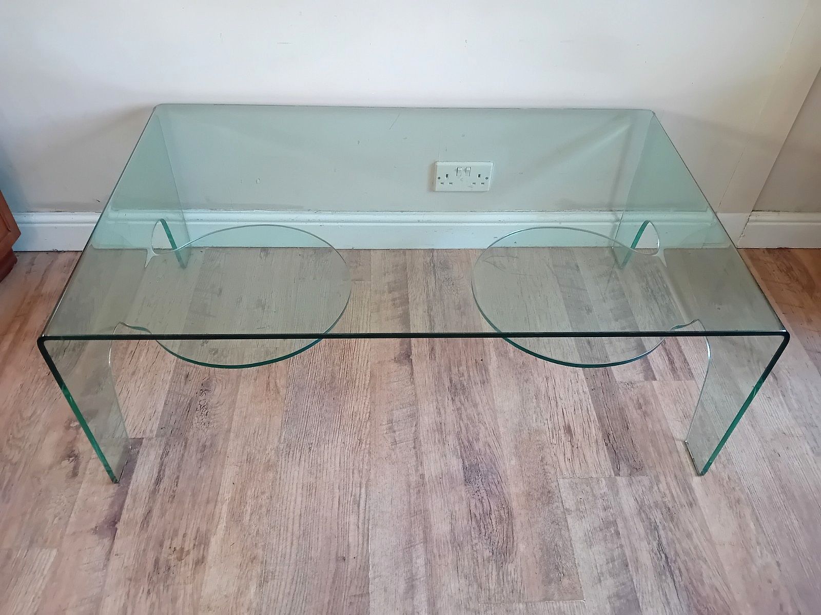 Furniture Beautiful Italian  Modernist Tempered Glass Folded Drinks / Coffee Table photo