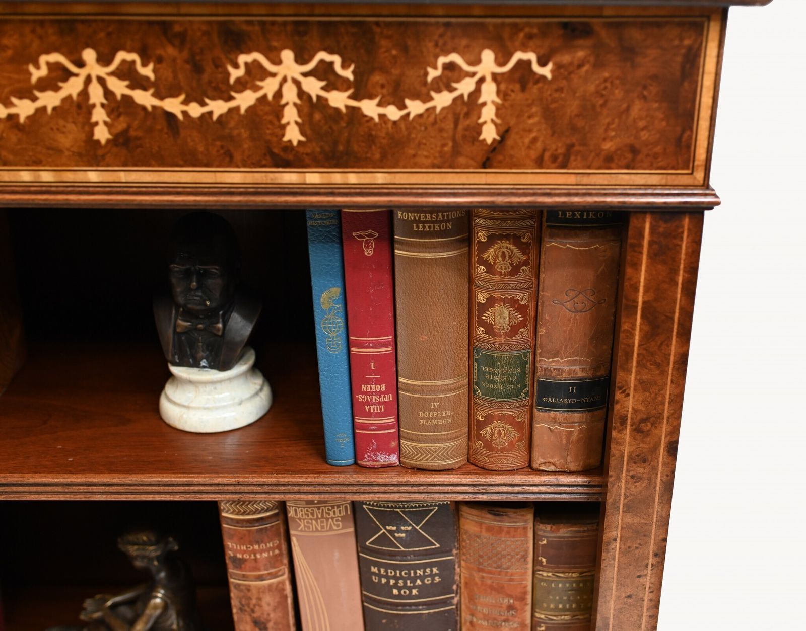 Pair Sheraton Bookcases   Walnut Low Open Front Bookcase photo for sale