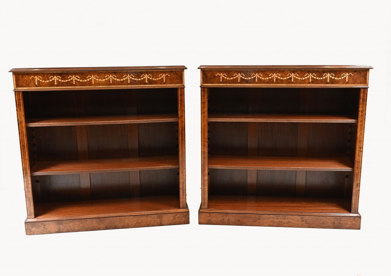 Pair Sheraton Bookcases   Walnut Low Open Front Bookcase photo 1920.0