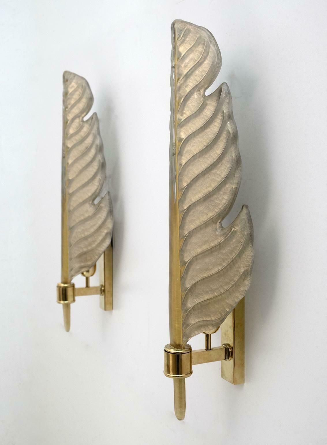 Pair Of Barovier & Toso Mid Century Modern Murano Glass Gold Leaf Sconces photo vinterior