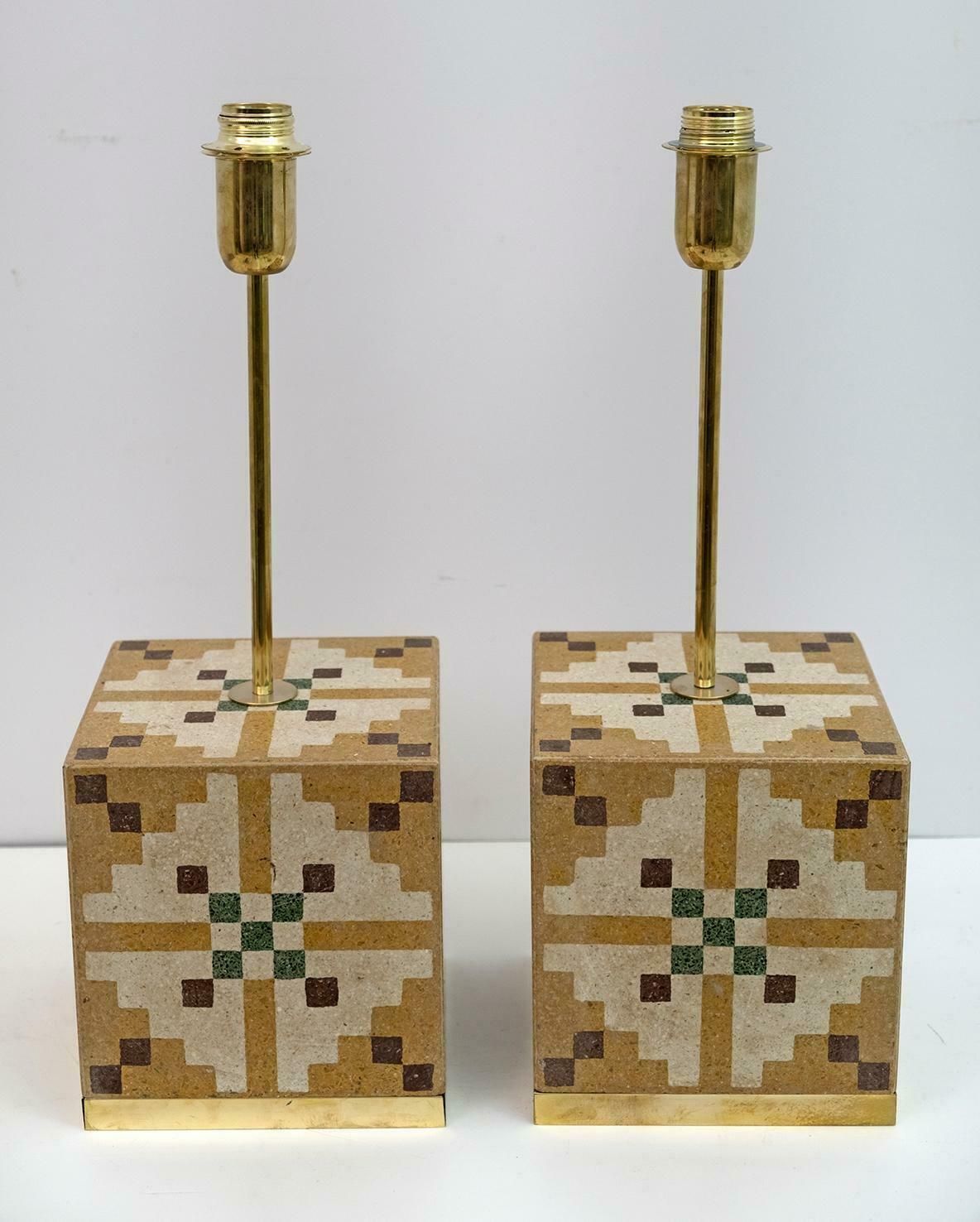 Pair Of Liberty Era Italian Cementite Table Lamps photo buy