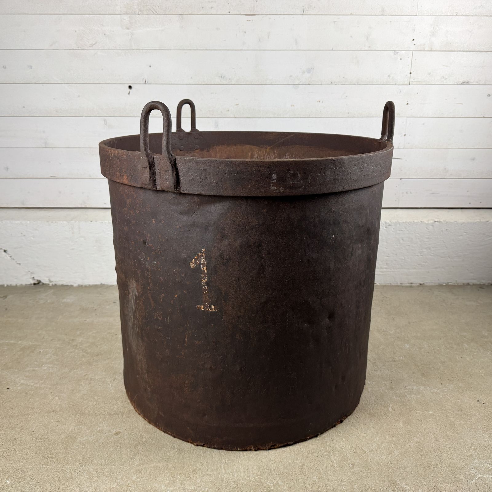 Vintage Reclaimed Steel Factory Pot Planter photo Garden Decor