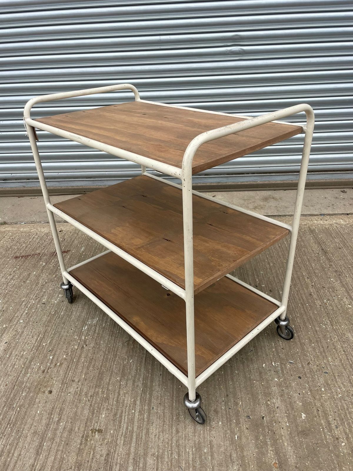1950s Tubular Steel Three Tier Canteen Trolley
