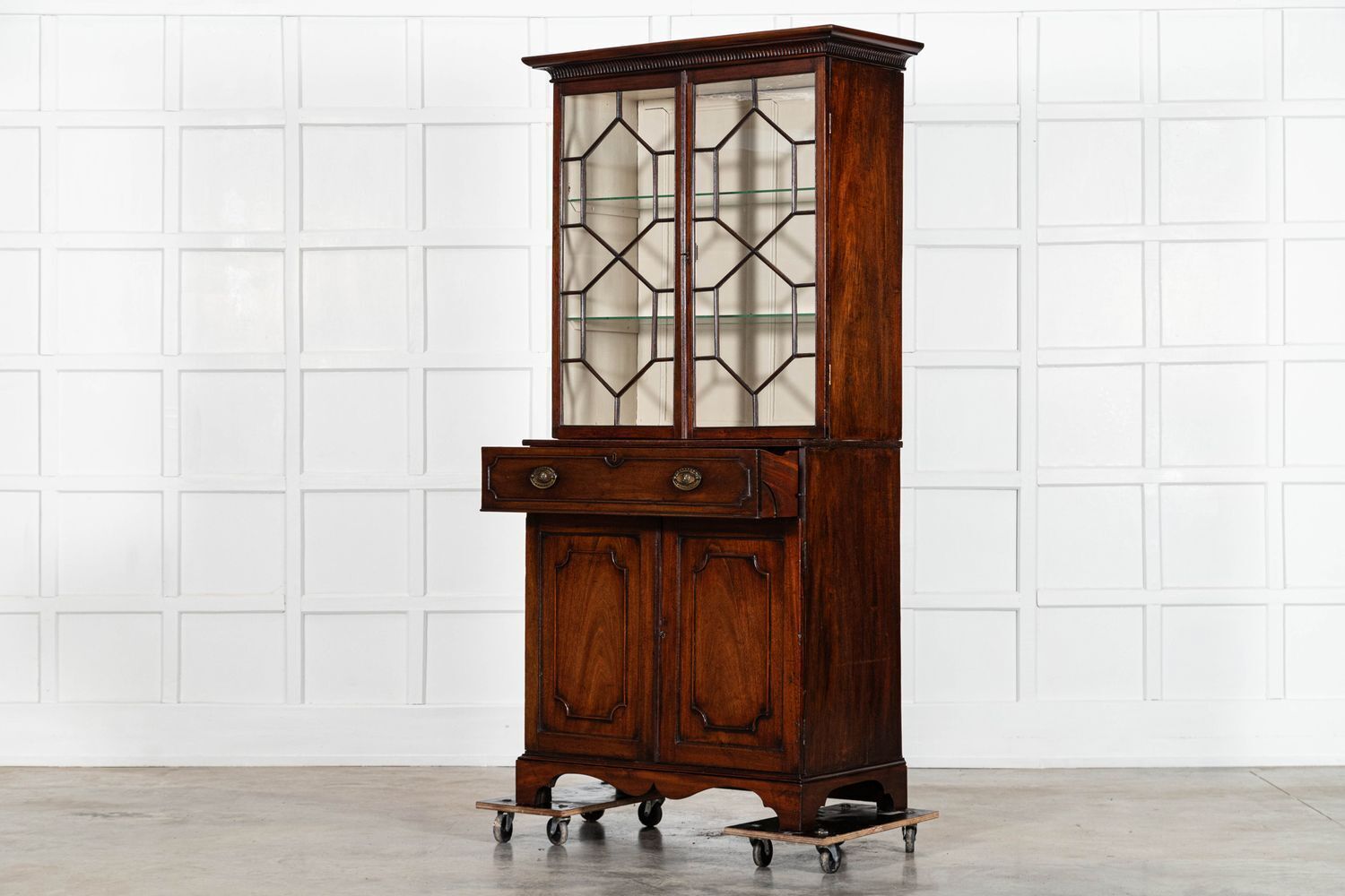 George III English Mahogany Glazed Bookcase Secretaire photo 3853.0