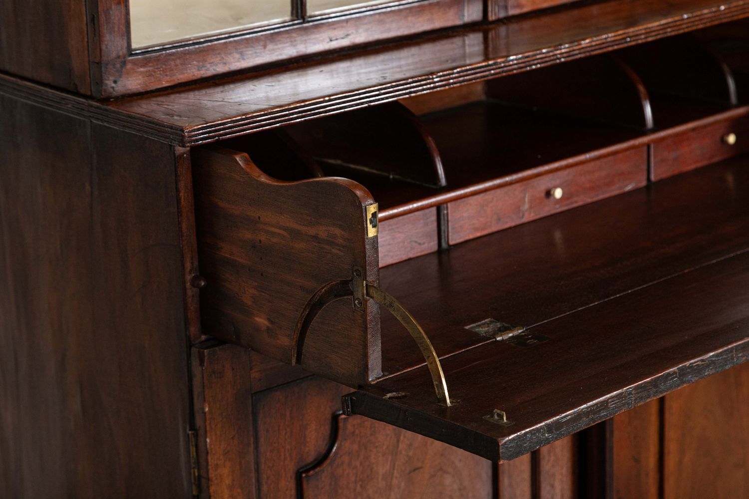 photo for sale George III English Mahogany Glazed Bookcase Secretaire