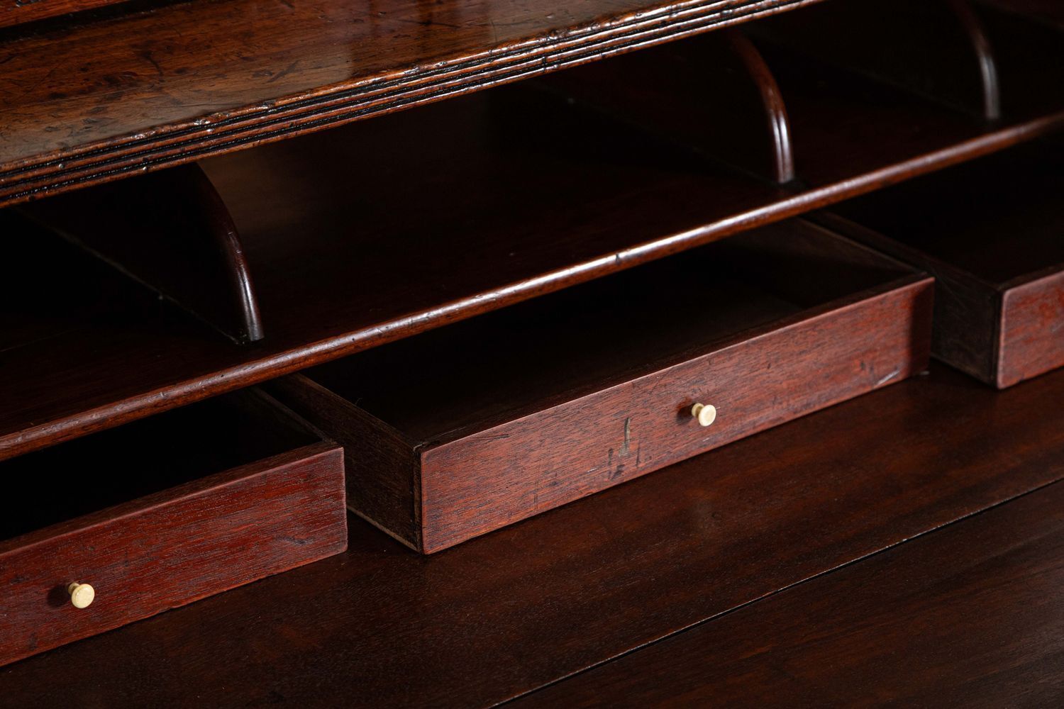 Furniture George III English Mahogany Glazed Bookcase Secretaire photo