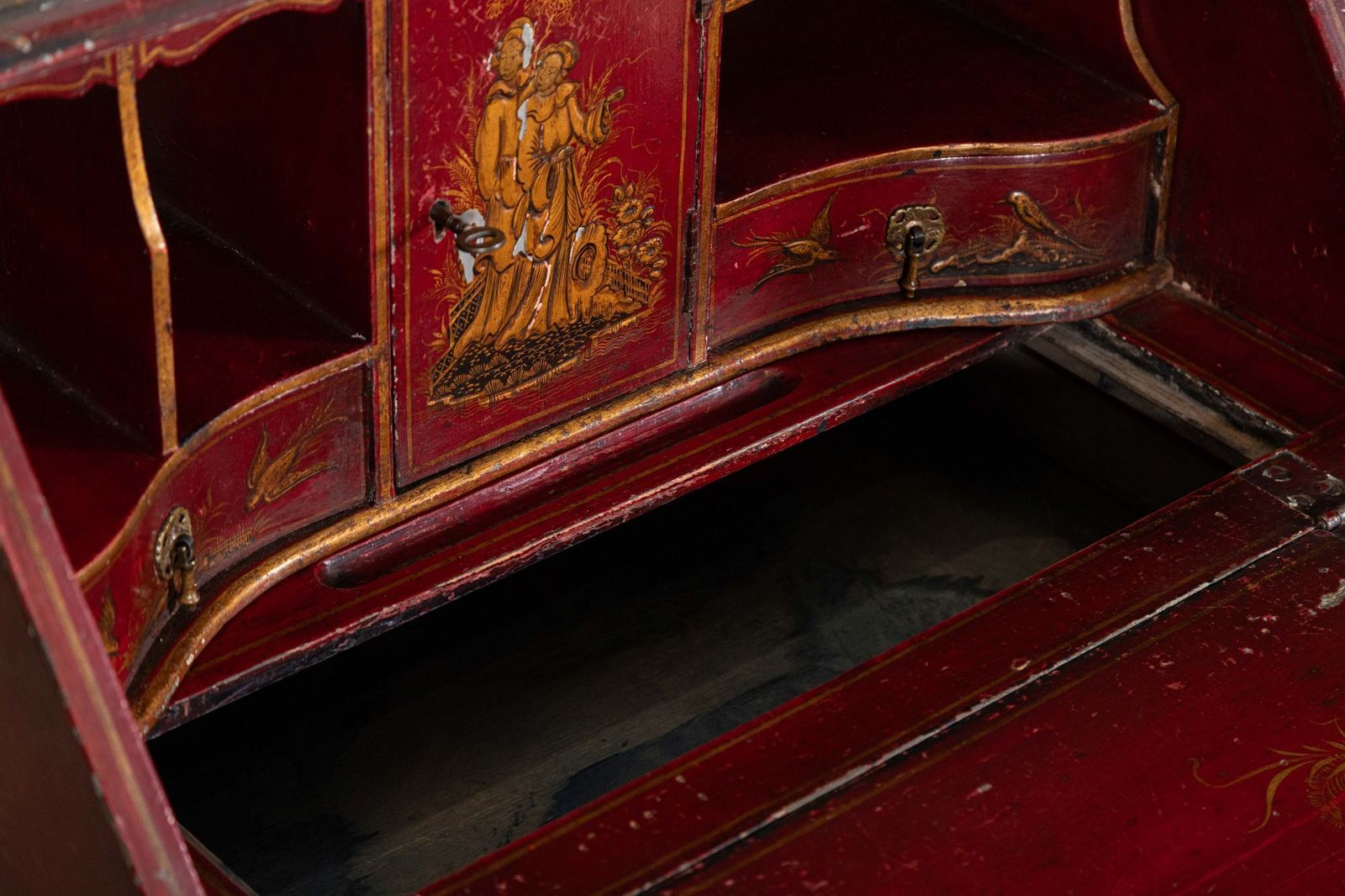 2818.0 English Decorative Chinoiserie Bureau Writing Desk photo