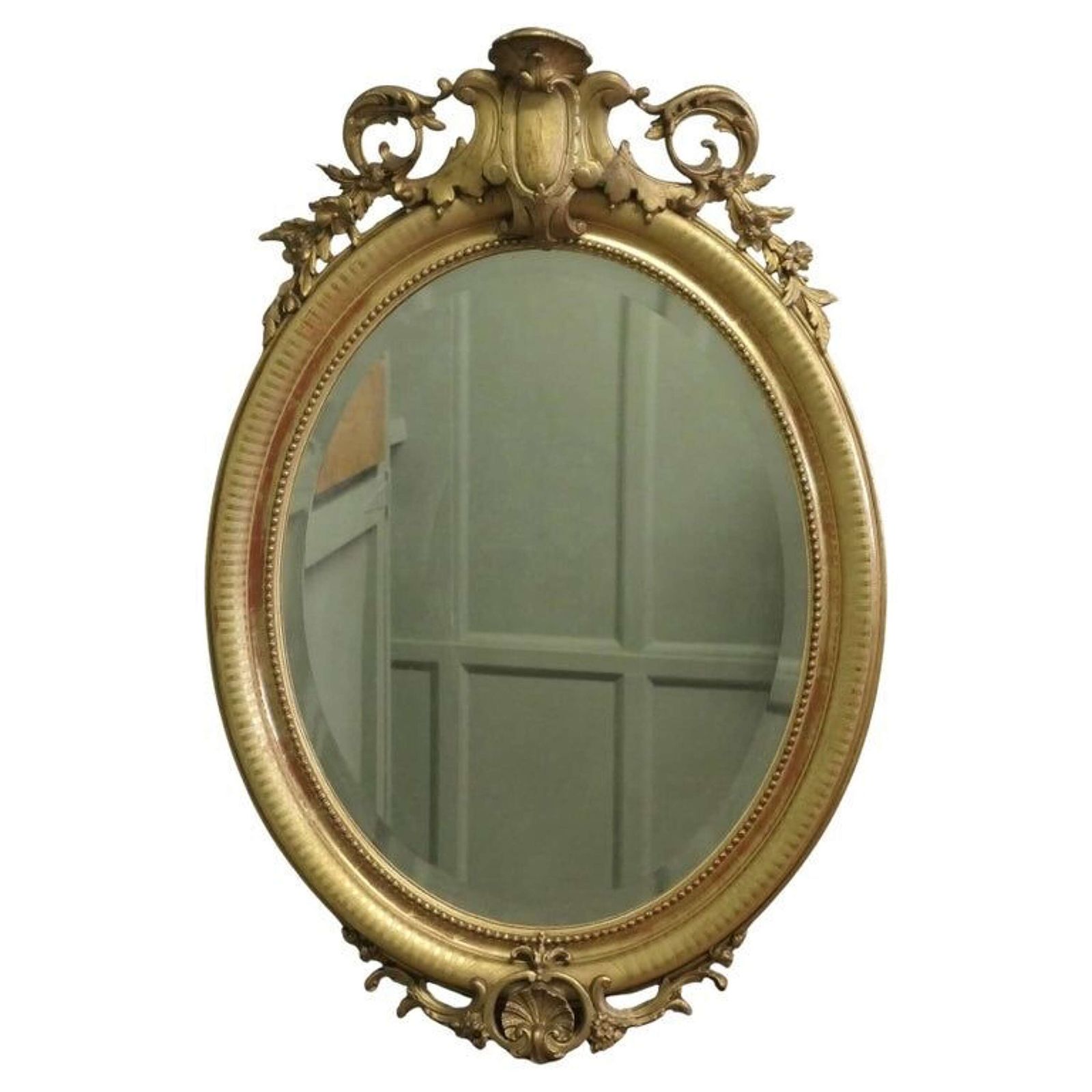 A Very Large French Rococo Oval Gilt Wall Mirror