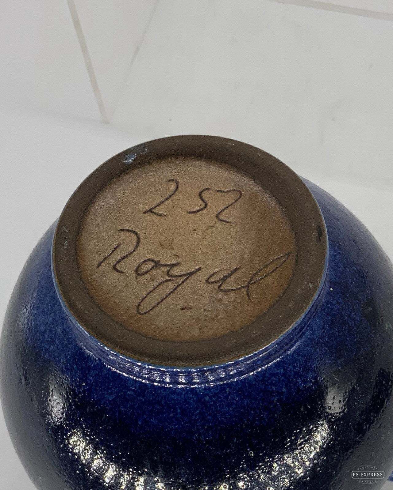 Ceramano Royal Vase Blue German Pottery 14cm 70s photo furniture