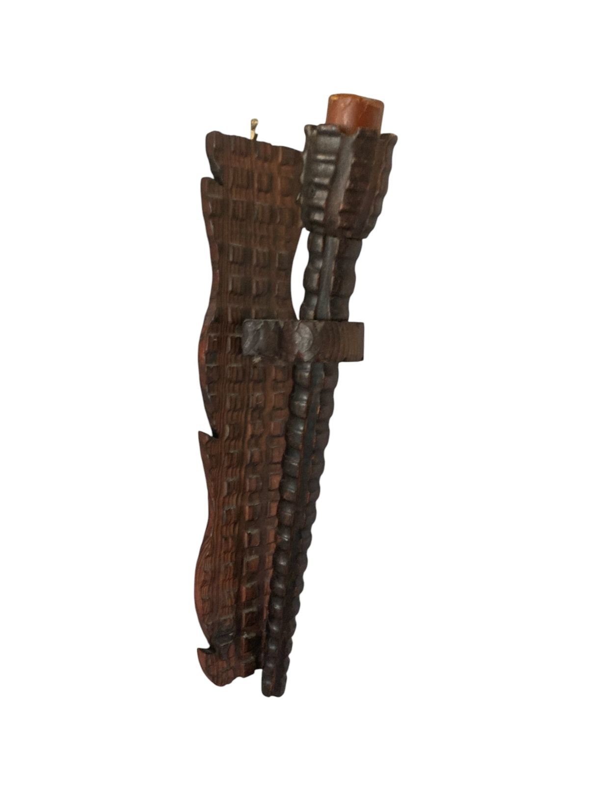Neo Gothic Medieval Style Carved Wood Wall Candle Holder Or Torchere photo buy