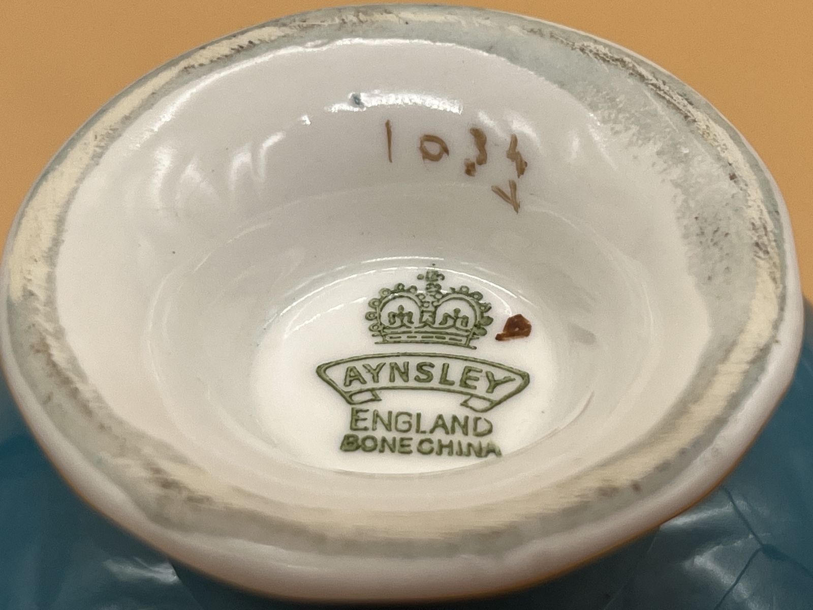 Aynsley China Orchard Gold Fruits Signed D Jones Oban Shape Turquoise And Gold Cabinet Tea Cup & Saucer Duo. 1034. photo Home Decor